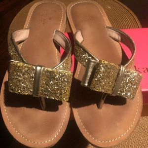 Kate Spade ♠️ gold glitter flip flop